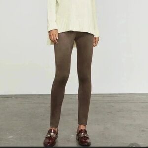 BCBG MAXAZRIA Brown Mason Faux Suede Pants Dark Fatigue Leggings XS NWT